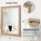 AAZZKANG Rustic Mirrors for Wall Rectangle Wooden Frame Hanging Mirror for Bedroom Bathroom Living Room Entryway Large 28"x20"