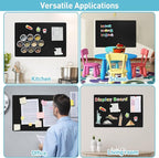 MAXECHO 2 Pack Black Magnetic Bulletin Board, 17.5"×13.5" Magnet Boards for Wall, Cabinet to Display Photos, Notes