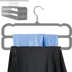 VSV stoage Velvet Pants Hangers with Double Non Slip Bar - Multiple Velvet Hangers for Closet - Thin Space Saving Clothes Hanger - 360° Swivel Felt Trouser Hanger Perchas Terciopelo 10 Pack (Grey)