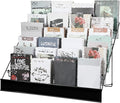 Queekay 6 Tier Wire Countertop Rack black Comic Book Holders Wide Wire Magazine Rack Tabletop Display Stand for Table Top Book Brochure Literature Comic Greeting Card Shelf Holder Stand