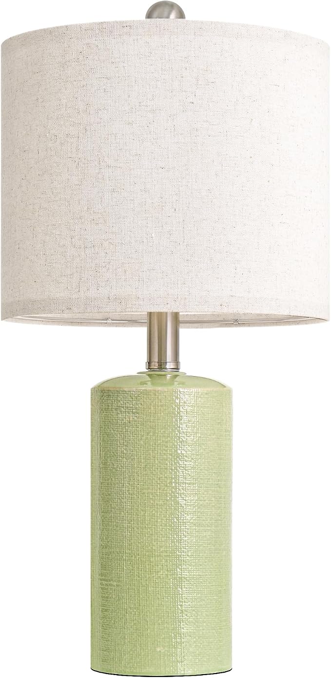 G-SAFAVA 20.5" Small Table Lamps for Living Room Lamp Single Ceramic Lamps for Bedroom Bedside Lamps Modern Boho Lamps for Night Stands Farmhouse Nightstand Lamp Side End Table Lamp, Light Green