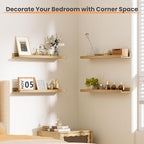 upsimples Floating Shelves for Wall, 23.6 Inch Shelves for Decor Storage Set of 6, Wall Mounted Wood Shelf for Bedroom, Living Room, Bathroom, Kitchen, Long Picture Ledge Shelves, Natural