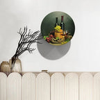 Decorative Plate Holder, 6 Inch, Red Wine Bottle Round Display Plate, Table Top Plate Decor with Stand, for Kitchen Party Coffee Table Decor Art