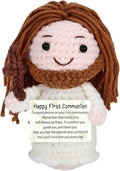 Fleure Esme First Communion Gifts Crochet - Jesus Crochet Doll with First Communion Card - Catholic Holy Communion Favors Decorations - Confirmation Baptism Crochet Christian Easter Basket Stuffers