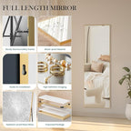 DUMOS 59"x16" Full Length Mirror, Full Body Mirror with Aluminum Alloy Thin Frame, Standing Mirrors with Leaning or Hanging, Suitable for Bedroom, Livingroom, Cloakroom, Gold