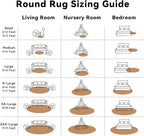 OLANLY Khaki Round Rugs for Bedroom - Machine Washable, 9 ft Circle Area Rugs for Living Room, Soft and Fluffy Shaggy Carpet for Teen Girl and Boys, Nursery Rooms, Dorms, Home Decor Aesthetic