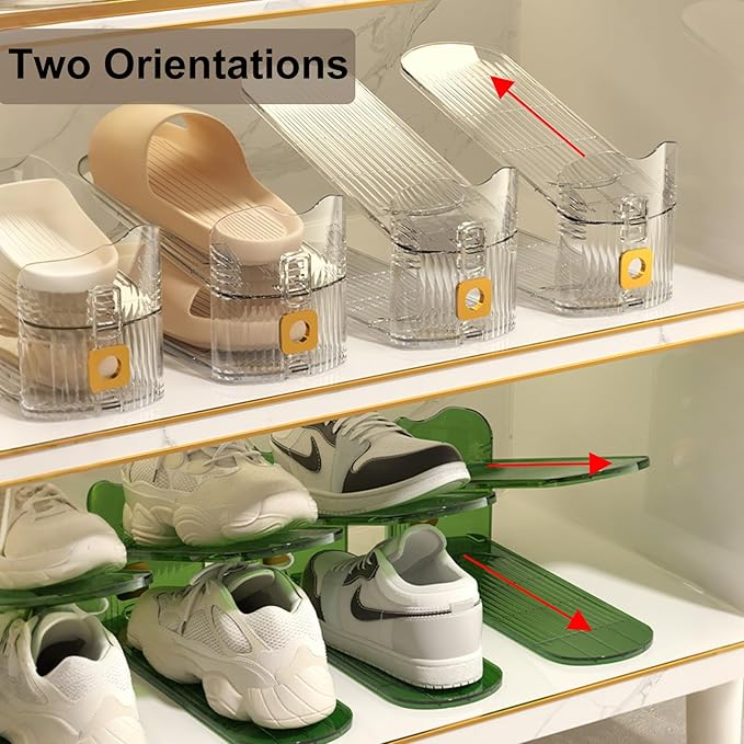 12Pack Shoe Slots Organizer for Closet Shoe Stacker Shoe Rack Organizer for Closet Space Saver Storage Shoe Holder Organization (Clear)