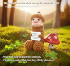Funny Positive Crochet Animals Gag Doll Emotional Support Stuffed plushies for Adult Men Women,Weird Things Motivational White Elephant Christmas Gift(Brown JJ with Hat)
