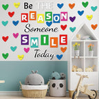 Classroom Bulletin Board Decoration Set Welcome Banner Wall Door Decor Color Heart Shaped Classroom Decorations for Kindergarten Preschool Elementary Middle School (Be The Reason Someone Smile Today)