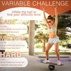 The Skill Board Beginner to Pro - Wooden Balance Board for Adults Bundle - Incl. Balance Trainer for All Sports, Gym, Standing Desk, or Yard Games, 2x Fitness Balls, Ball Pump and more