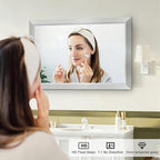 Bathroom Mirror for Over Sink,24x36Inch Silver Thick Anti-Rust Metal Frame, Rectangle Decorative Wall Mirror with HD Tempered Glass, Horizontal or Vertical Mount for Vanity, Bathroom,Living Room