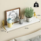 YGEOMER White Floating Shelves for Wall, Farmhouse 23.6 Inch Wall Shelves for Bedroom, Bathroom Storage, Living Room and Kitchen Decor (Set of 6 White)