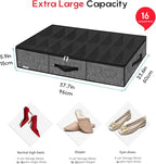 Onlyeasy Sturdy Under Bed Shoe Storage Organizer Fit 8 to 16 Pairs, Collapsible Closet Underbed Shoes Container Bags with Reinforced Handles, 37.7x23.6x5.9in, Linen-like Black, MXAUBS16P1