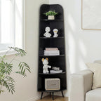 VECELO Large Tall Corner Shelf, 66.93" H 5-Tier Corner Storage Organizer, Freestanding Corner Display Rack for Living Room Bedroom Home Office, Black