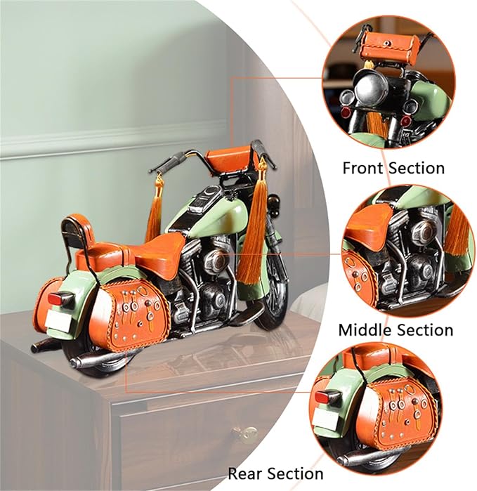Vintage Motorcycle Model Decorative Collectible - Handmade Retro Iron Motorcycle Figurine Decor Art for Vintage Home Office Decor