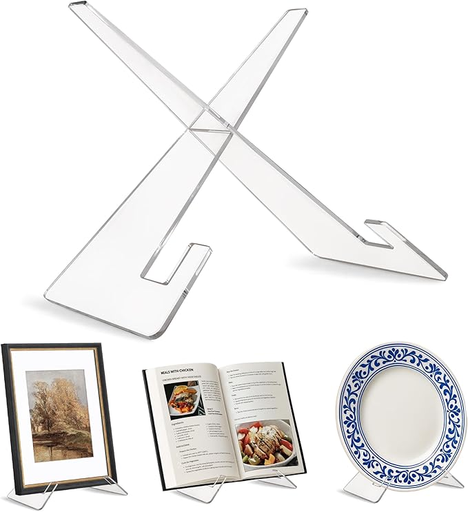 Americanflat Acrylic Easel Stand - 12" Tabletop Easel and Plate Stand - Lightweight Display Holders for Photos, Cards, Frames, Books, Magazines, Albums - Home or Office Decor