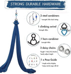 Aerial Silks Yoga Swing Set - 9/11 Yards Aerial Yoga Hammock Kit Anti-Gravity Flying for Fitness, Low/Non Stretch Nylon Tricot Fabric Hardware Included for Dance