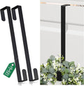 15" Reversible Wreath Hangers for Front Door, Fit Most Doors up to 1-3/4", Heavy Duty Steel Over The Door Hooks Hold up to 80 LBS for Spring & Easter Wreaths, Seasonal Door Decor (Black 2 Pack)