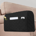 H.VERSAILTEX Couch Arm Covers Water Resistant Armrest Covers for Sofa Remote Control Holder Sofa Armrest Organizer for Magazine, Tablet, Phone, iPad(Set of 2, Black/Grey)