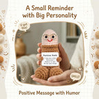 Handmade Positive Crochet Gift with Emotional Support Message Card, Funny Desk Decor Novelty Gift for Women, Boyfriend, Husband, Men, Friends, Coworker(Brown Doll-1pcs)