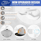 24 Pack Adhesive Hat Hooks for Wall, Strong Hat Rack for Baseball Caps, Hat Organizer Display for Home Decor, Hat Hold Hanger for Wall, Door, Closet, No Drilling - USA Patented (White)