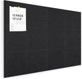 Large Felt Bulletin Board 48" x 36", Cork Board Alternative, 12 Pack Felt Wall Tiles with Push Pins and Adhesive Tabs, Cork Boards for Walls Pin Board for Office & HomePanels, Black