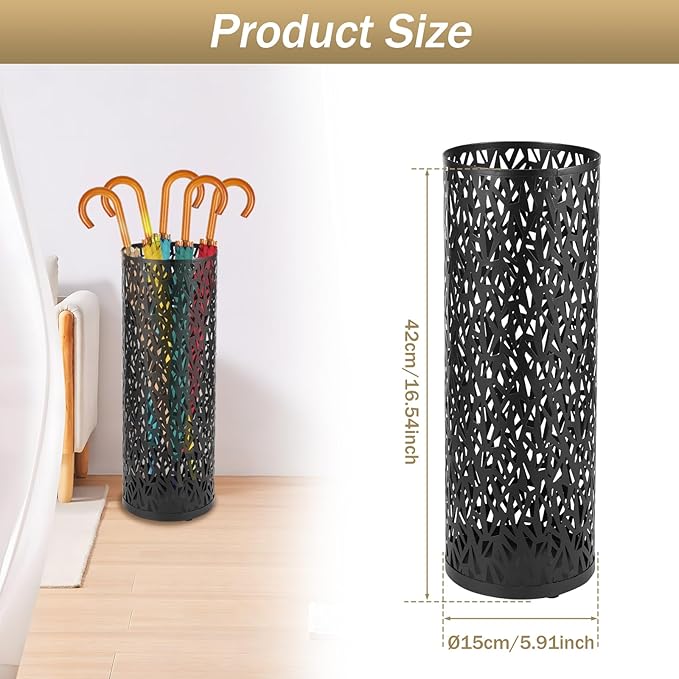 Umbrella Holder Rack - Metal Freestanding Umbrella Stand for Entryway, Canes & Walking Sticks