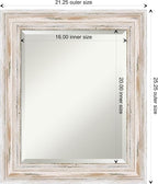 Amanti Art White Wall Mirror 25x21 Alexandria White Wash Rectangle Bathroom Mirror for Wall Decor Living Room, Small Cottage Wood Frame, Hangs Horizonally and Vertically, Bathroom Decor, Beveled Edge