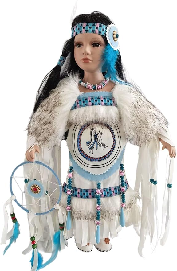 KINNEX COLLECTIONS SINCE 1997 16" Collectible Native American Indian Porcelain Doll (ZIHNA) D16686