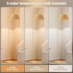 Ambimall 60" Floor Lamps for Living Room with 3 Color Temperatures, Gold Floor Lamp with Rattan Shade, Modern Tall Lamps for Bedroom Office, 9W LED Bulb Included