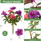 Artificial Fake Flowers for Outdoor, 8 Bundles Faux Plants Silk Flowers Spring Decoration UV Resistant No Fade Plastic Flowers for Outside Planters Home Porch Patio Yard Garden Decor