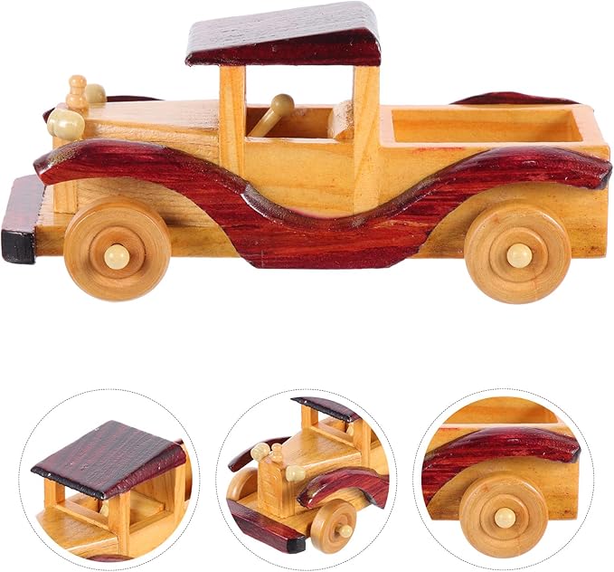 BESPORTBLE Vintage Wooden Car Model Decor Retro Wood Craft Ornament for Home Desktop Lightweight and Chic Rustic Vehicle Decoration Creative Collectible Gift for Model Enthusiasts