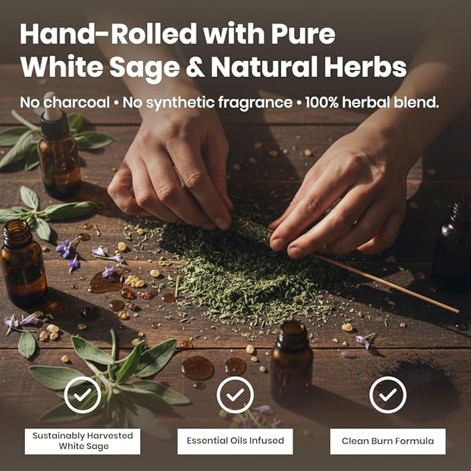 Tulasi Palo Santo Cleansing Incense Sticks (48 Scent Sticks) | with Real Herbs | Long-Lasting 55-Minute Burn | Perfect for Meditation, Yoga & Removing Negative Energy