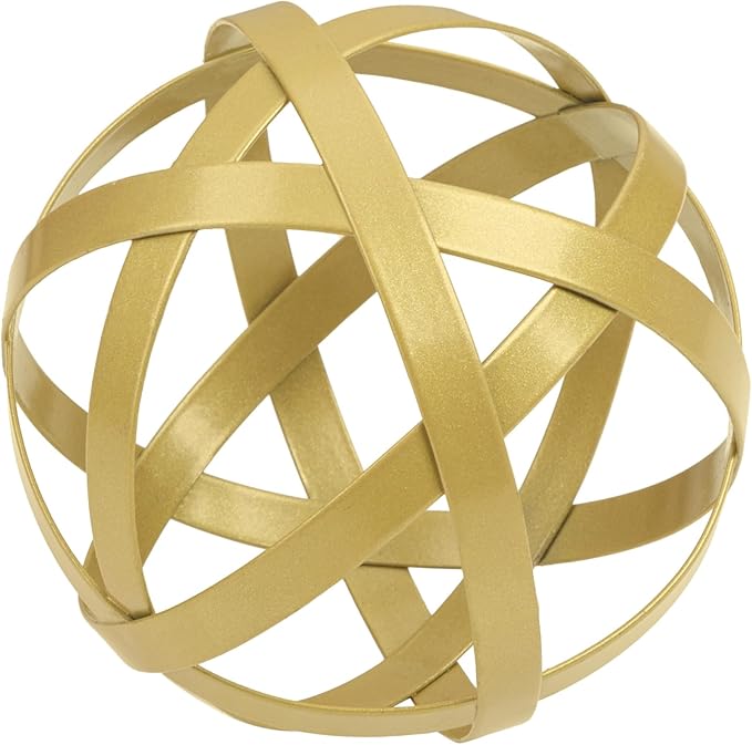 Everydecor Metal Decorative Sphere for Home Decor - Decorative Balls for Shelves, Centerpiece Bowls, Bookshelf - Decoration Orbs Accents for Living Room, Bedroom - Distressed Gold Shelf Spheres
