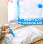 8 Pack Large Vacuum Storage Bags, Vacuum Seal Bags for Clothing with Hand Pump, 80% Space Saver Bags for Clothes, Pillows, Comforters and Blankets, Home Travel Essentials