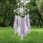 LOMOHOO Large Dream Catcher Handmade Feather Dreamcatcher, Traditional Dream Catchers with Woven Tassels Boho Wall Hanging for Girl Kids Bedroom Baby Room Home Decor Craft Ornament Gift (Purple)