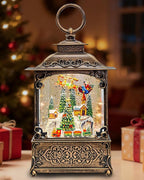 Snow Globe, Santa Snow Globe Christmas Tree, Lighted Musical Decorations Lantern,Village Houses, Train Battery, Reindeer, USB or Battery Operated，Gifts for Men and Kids.