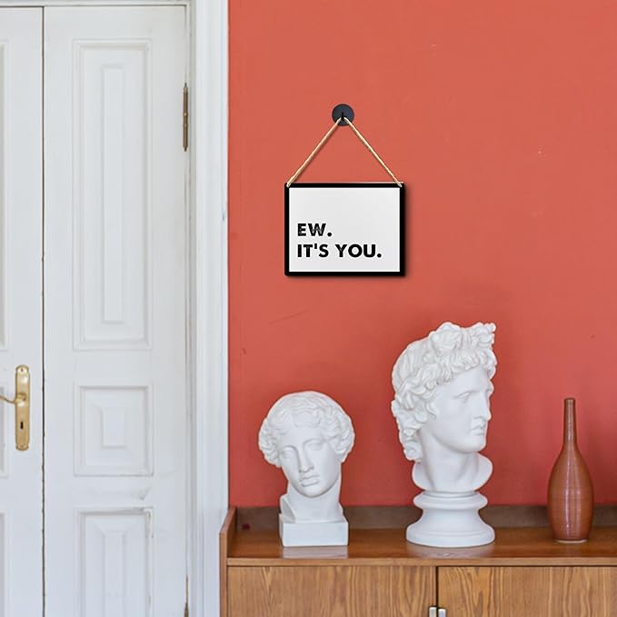 Lacosu Wall Pediments Funny Door Signs,Ew It's You Sign,Hanging Welcome Sign for Front Door,10x8 Inches