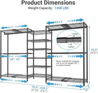 VIPEK X3 Plus Large Expandable Closet Rack Adjustable from 5'10" to 8'8" with Extendable Shelves and Hanger Rods, Freestanding Clothing Racks Modular Closet Systems Wardrobe, Max Load 1360LBS, Black