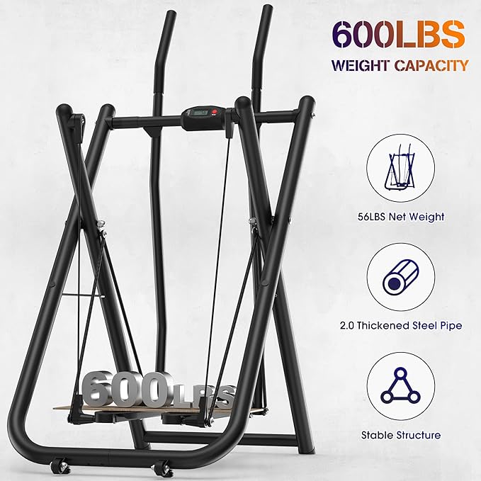 Air Walk Elliptical Glider Machine - 600LBS Capacity, Fully Assembled Low-Impact Design for Home Gym Cross-Training Arm & Leg Cardio Workout-New Version