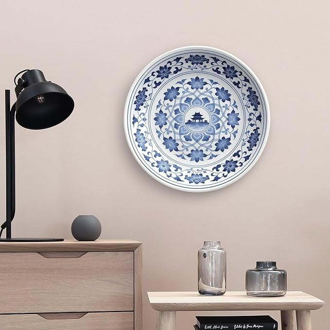 Chinese Style Blue And White Pattern-Q9 Bone China Decorative Plate, 10inch Wall Art Home Decor