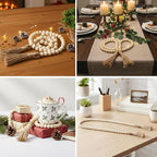 Equsion Seasonal Wooden Bead Garland with Tassels, 3.3 ft Holiday Vintage Boho Bead Garland Easter Tray Decoration, Vase Wall Room Art Birthday Party Decoration(Beige)