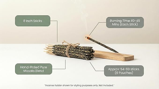 Satya Smudge Incense Stick – Hand-Rolled Indian Masala Incense for Meditation, Yoga & Spiritual Cleansing Pack of 6 (Smudge White Sage)