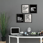 DSHFG Motivational Inspirational Office Wall Art Decor Prints Set of 4, Black Motivational Wall Decor Trendy Retro Posters for Office Home Decor, 8x10 Unframed
