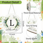 Monogram Letter L Wreaths for Front Door Wreath Wooden Welcome Sign for Front Door Decor Floral Family Last Name Initial House Warming Spring Summer Porch Rustic Wall Home Kitchen Boho Decorations