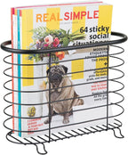 mDesign Newspaper and Magazine Rack for Bathroom, Office, Entryway - Matte Black