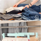 Clothes Pants Hangers, Space-Saving Skirt Holders with 360 ° Swivel Hooks, Adjustable Clips, Trouser Hangers, Clothes Coat Garment Jeans Hangers (10 Pack, Green)