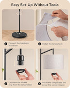 EDISHINE 64.7IN Floor Lamp for Living Room with Remote, Modern Tall Standing Lamp, Dimmable & 5CCT, Foot Pedal Switch, Minimalist for Bedroom, Bulb Included, Black
