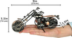 TRANSGOOD Handmade Motorcycle Model with Rolling Wheels, 9" Vintage Steampunk Bike Sculpture, Heavy-Duty Iron Desk Decor, Unique Biker Gift for Dad Husband, Industrial Man Cave Office Home Art