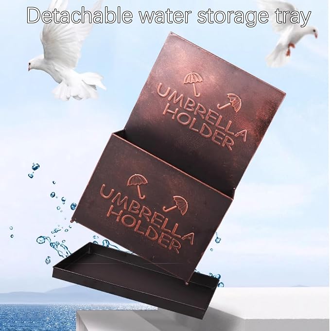 SEIFE Commercial Large Capacity Metal Umbrella Holder Indoor， Can Hold 30 Umbrellas, Tall Umbrella Holder， entryway Umbrella Bucket，for Hotel，Offices，Home(Brown,Medium)